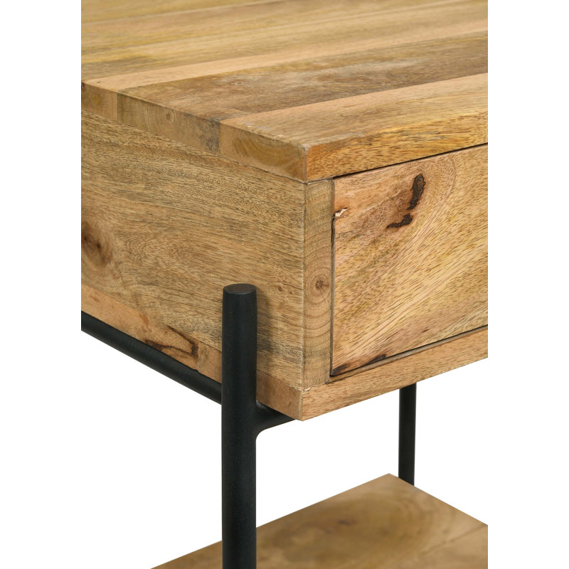 1-drawer Wood Accent Side Table Natural Mango
