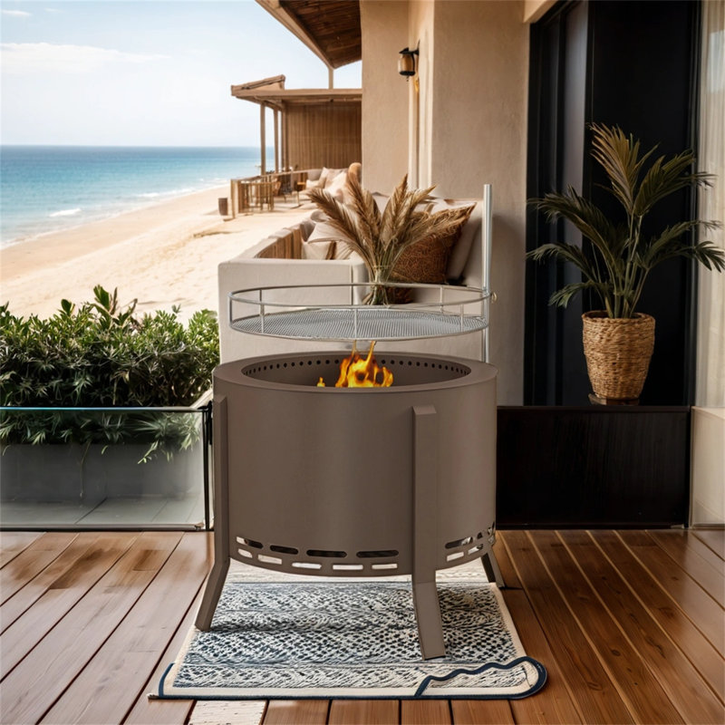 TONWIN 19'' W Portable Charcoal Grill, Brown