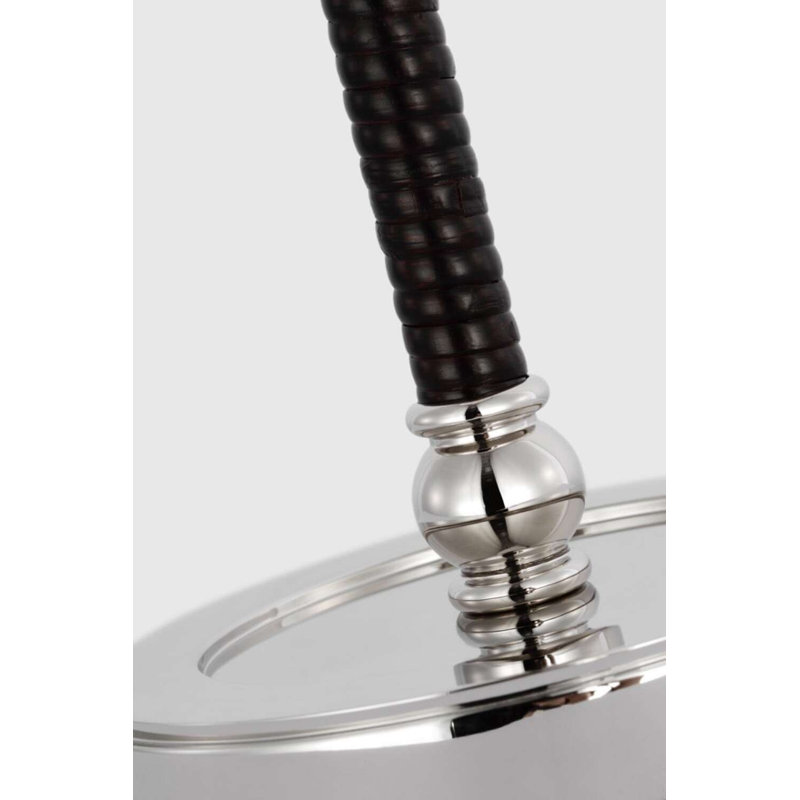Basden Buffet Table Lamp, Polished Nickel/Black Rattan