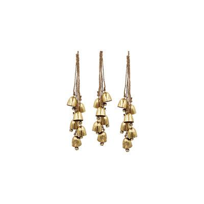 Iron Bell Garland - Set of 3 - 1.5" x 1.5" x 18.9" - Gold