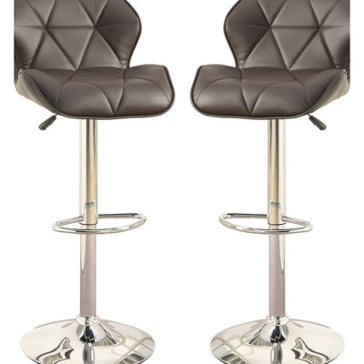 2pcs Adjustable Kitchen Island Stools - Modern Faux Leather, Seats, Base With Gas Lift For Of 2, Base,