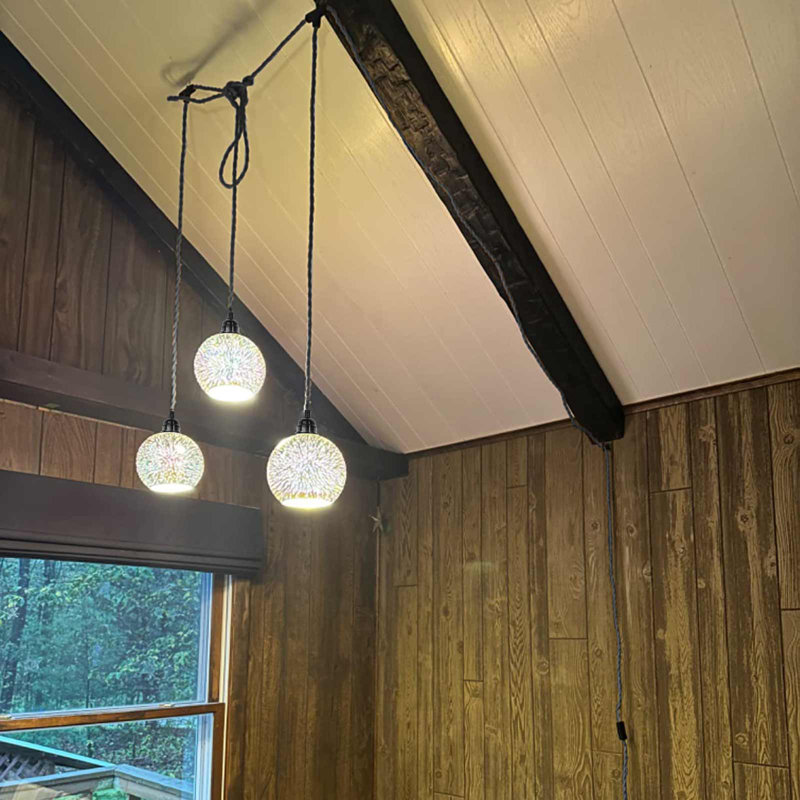 Nobles 3 - Light Plug in Pendant Lights, Triple Light Sockets Hanging Lantern Cord with On Off Switch, Hemp Rope, DIY Pendant Lamp Kit