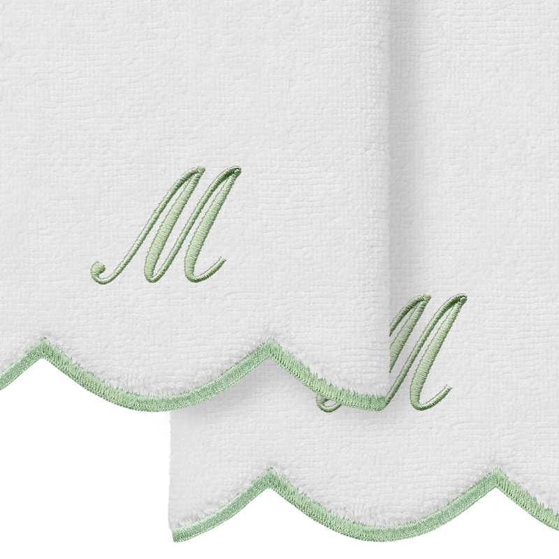  Ensemble de serviettes 100% coton turque ADORNIA, M, Blanc/vert, Ensemble de 2 serviettes à doigts