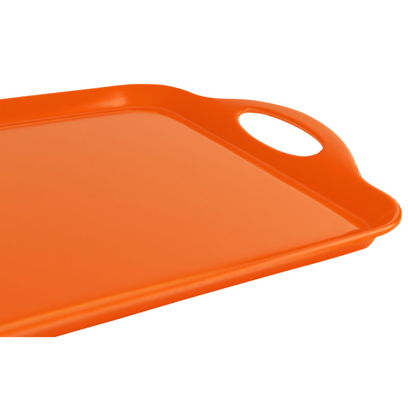 Reston Lloyd Multi-Purpose 18" Rectangle Melamine Plastic Handled Tray, Orange