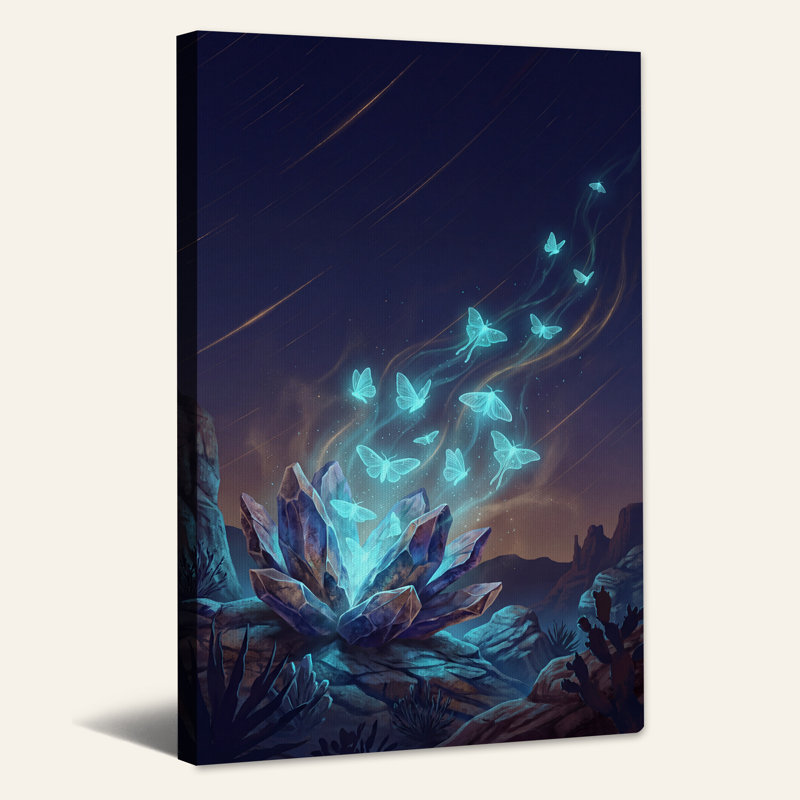 Toile brillante «Papillons lumineux et étoiles filantes», H 24 po x l 16 po
