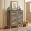 Armoire de rangement pour chaussures autoportante, portes à persiennes respirantes et tablettes amovibles réglables, conception anti-basculement convenant au vestibule