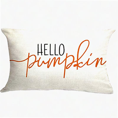 Autumn Harvest Pumpkin Linen Pillow Cover - Fall Decor Cushion for Sofa & Outdoor, Hello Pumpkin Square Throw Pillow Case