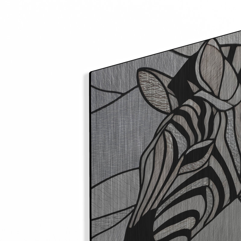  «Stain Glass Zebra» par Rich Monet, art mural en métal, 12 po x 12 po, H 12 po x l 12 po