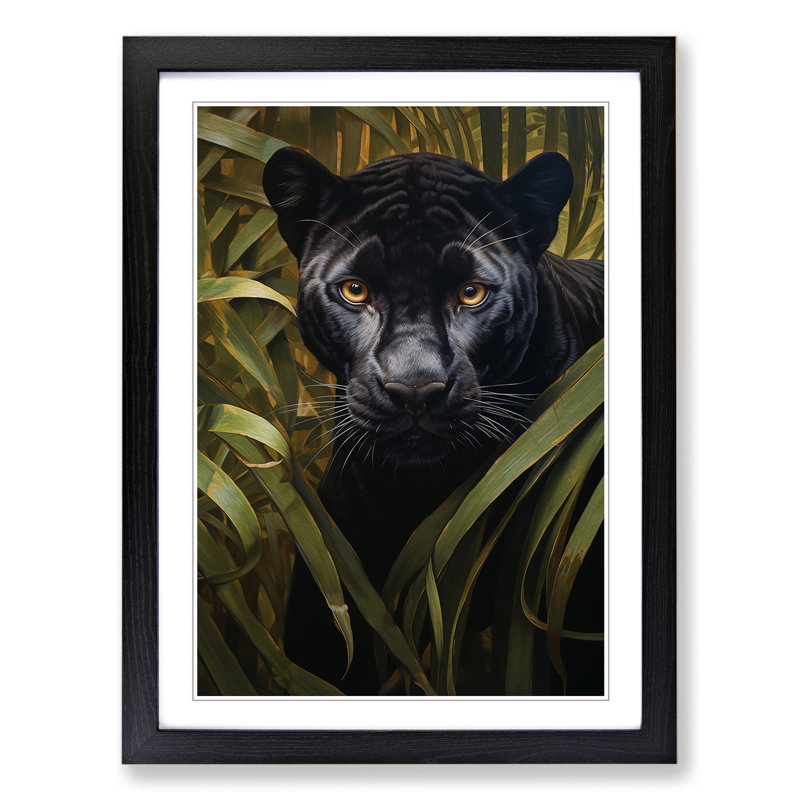 Panther Symbolism No.2 - Single Picture Frame Print on Wood, Black Framed, 46cm H x 34cm W x 2" D