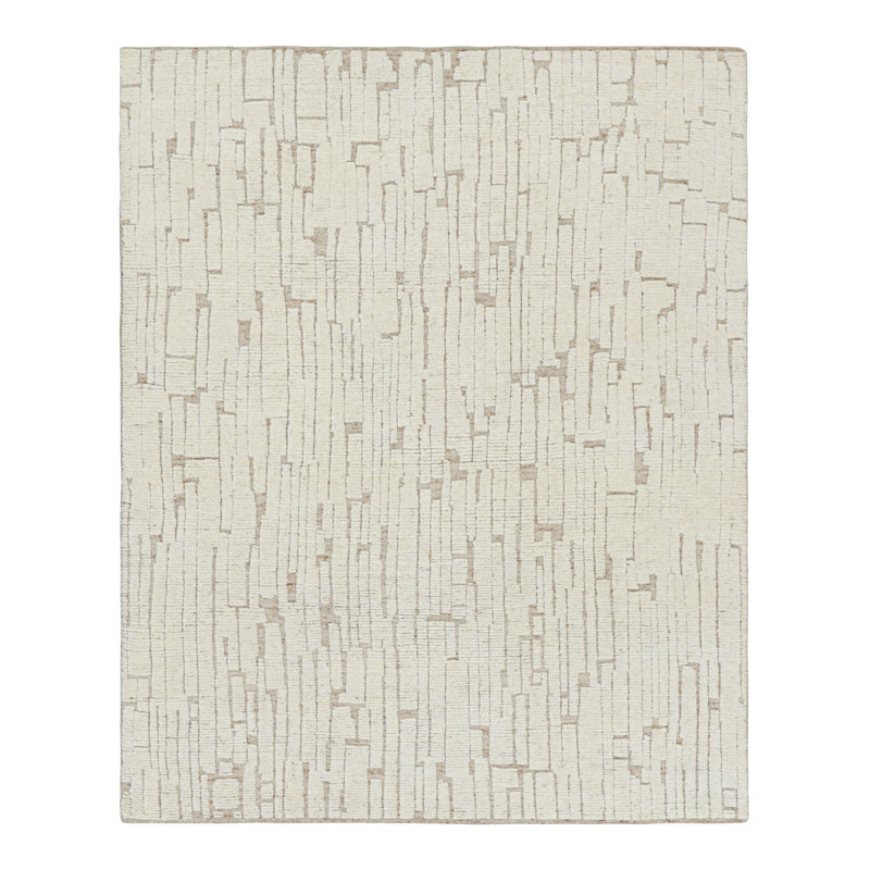 Hand Knotted Wool Geometric Area Rug, Rectangle 10' x 14'