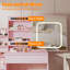 Bureau de coiffeuse, bureau de maquillage avec miroir lumineux coulissant, station de charge-110081083
