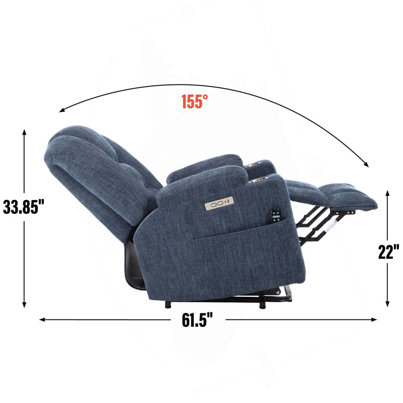 Power Lift Recliner Chair With Massage And Heat For Elderly, Overstuffed Wide Recliners, Heavy Duty Motion Mechanism With USB And Type C Ports, 2 Steel Cup Holders