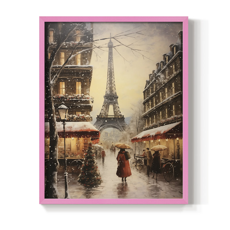 «Christmas Holiday Art DLII», reproduction encadrée - bois massif, H 21 po x l 17 po, Rose