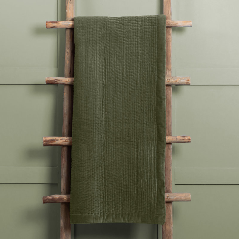 Haze Quilted Throw Blanket, Dark Green