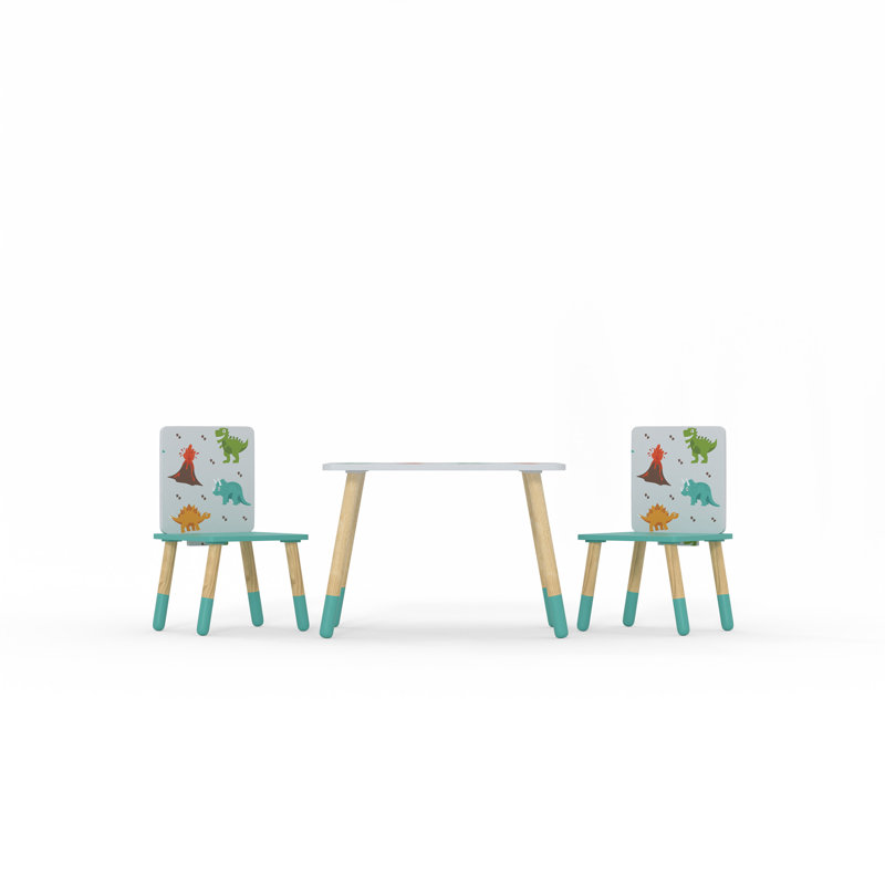 Kids 3 Piece Square Play Or Activity Table and Chair Set