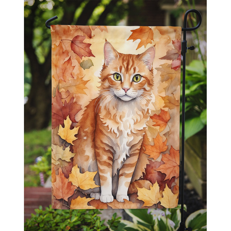 Chat en feuilles d'automne drapeau de jardin, La Perm