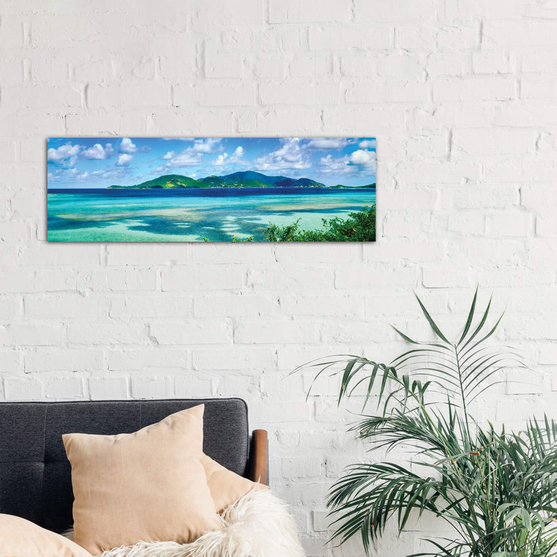 Islands In Yhe Sea, Leinster Bay, U.S. Virgin Islands - Wrapped Canvas Panoramic Print, 152.4 cm H x 50.8 cm W x 3.175 cm D