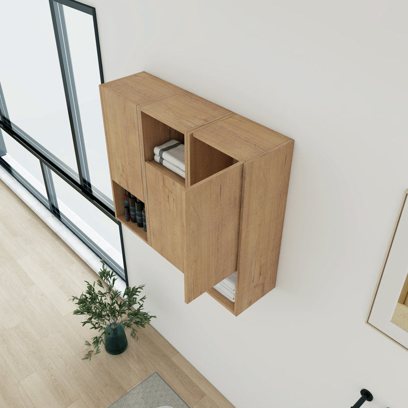 36 po. Trois rangements de salle de bain avec portes à fermeture douce, Naturel