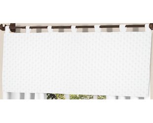 Minky Dot White Micro Suede and Plush Minky Tab Top Tailored Curtain Valance