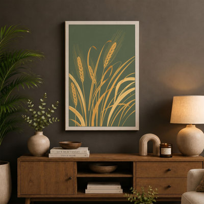 Golden Wheat Study Botanical - Wrapped Canvas