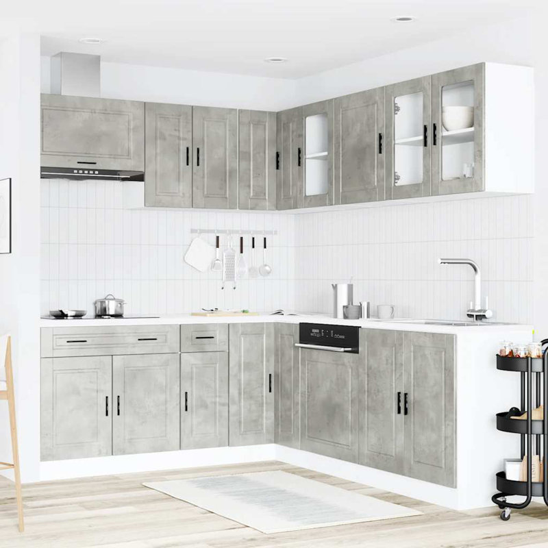 Maribeth 11 Piece Kitchen Cabinet Set, Concrete Grey