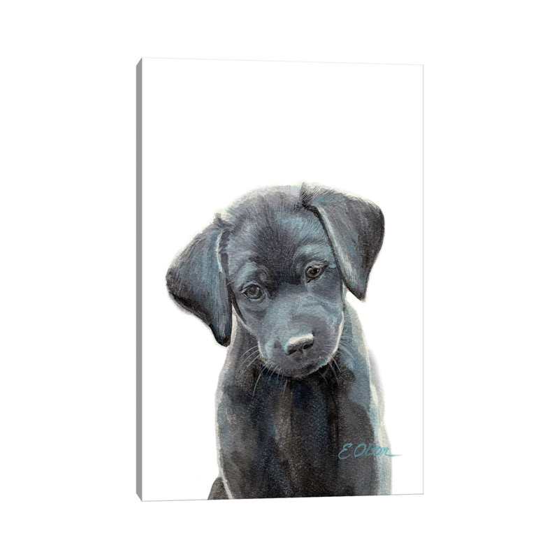 Black Lab Puppy I by Watercolor Luv - Wrapped Canvas Gallery-Wrapped Canvas Giclée, 20.32 cm H x 30.48 cm W