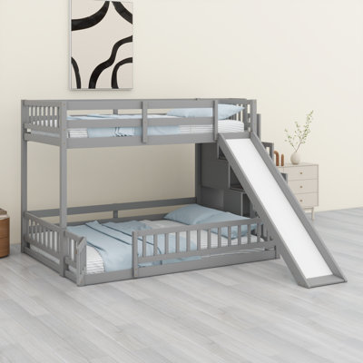 Bunk Bed With Slide, Storage Staircase And Safety Guardrails