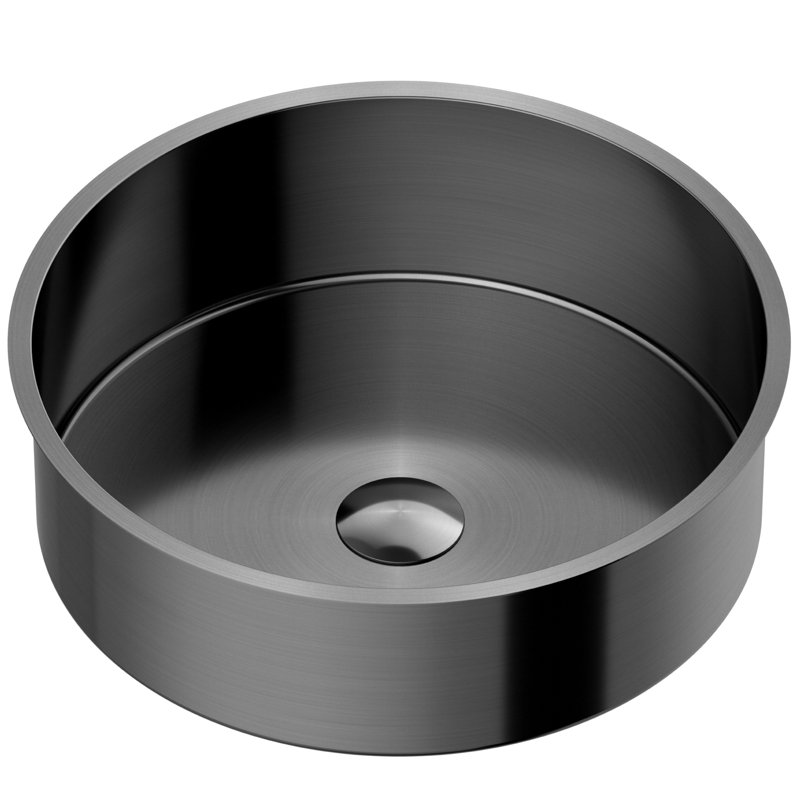 Karran Cinox 15.75'' Stainless Steel Circular Bathroom Sink, Gray