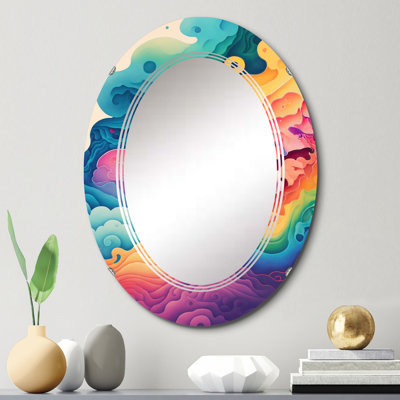 Multicolor Swirly Clouds VI - Modern Spiral Wall Mirror
