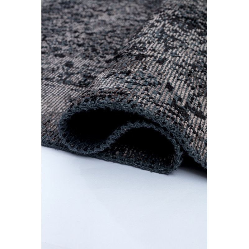Rapture Gray/Black Damask Luxury Area Rug, Rectangle 7'10" x 11'2"