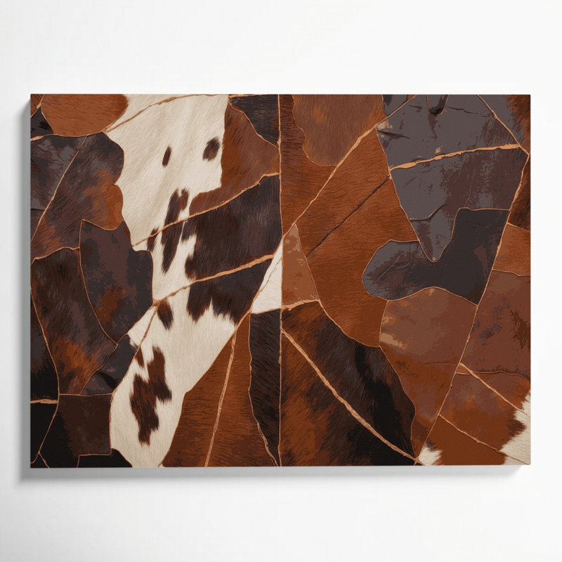 «Southwestern Patterns Cowhide», art mural en toile brun 208, H 11 po x l 14 po