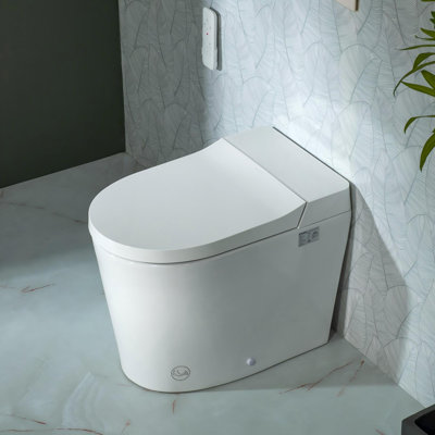 Toilette compacte compacte avec bidet intégré pour petite salle de bain, toilette de 23-5 / 8 po de profondeur avec couvercle à ouverture / fermeture automatique, capteur de pied, chasse d'eau occultante, siège chauffant, laveuse et sécheuse à eau chaude, veilleuse
