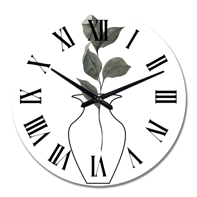 Composition avec bouquet floral minimaliste I - Horloge murale décontractée, Moyenne