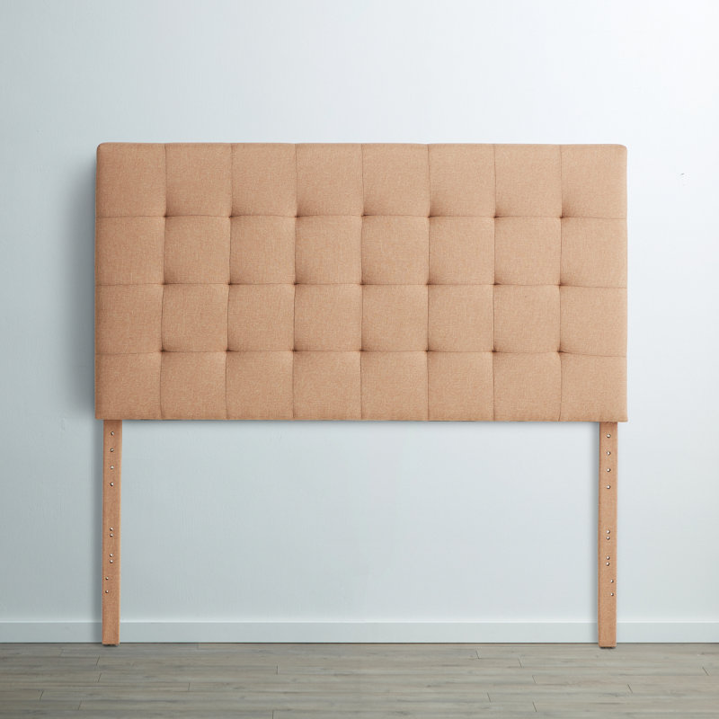 Lucid Rectangle Square Tufted Headboard, Queen, Beige, Beige, Queen