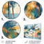 Abstrait de palmiers côtiers en bleu et or I - palmiers et palmiers, reproduction d'art mural-1084069439-1322627739
