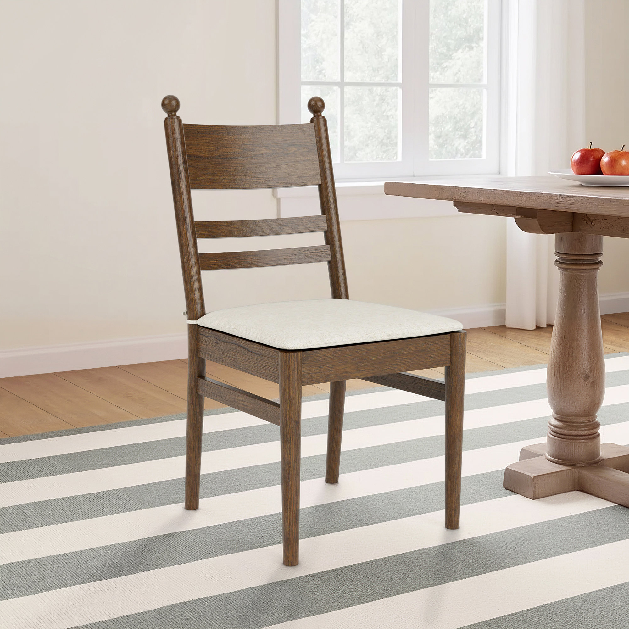 Billie Ladder Back Chair, Brown Wood