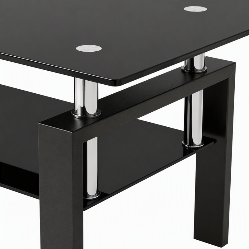 Table basse en verre trempé noir