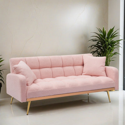 69.02" Wide Convertible Upholstered Reclining Sleeper Sofa Bed
