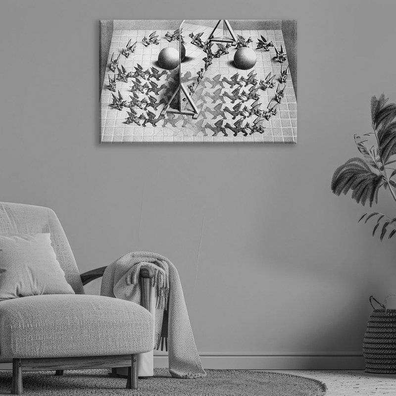 Toile tendue Magic Mirror par M.C.Escher, H 28 po x l 40 po