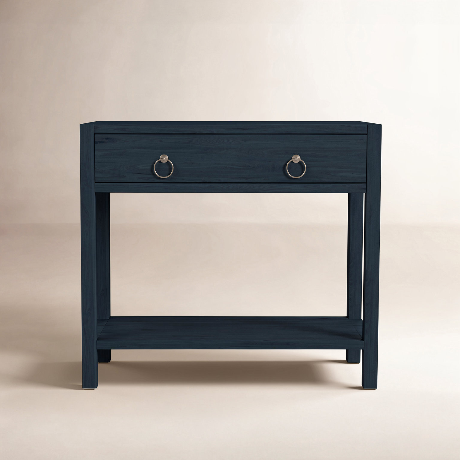 Elin 1-Drawer Pine Nightstand, Navy Blue