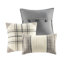 Édredon très grand à chevrons 7 pièces, couleur neutre, motif écossais Buffalo, rembourrage, comprend édredon, taies décoratives, coussins décoratifs, jupe de lit, lavable à la machine pour 7 personnes, rembourré,-128684999