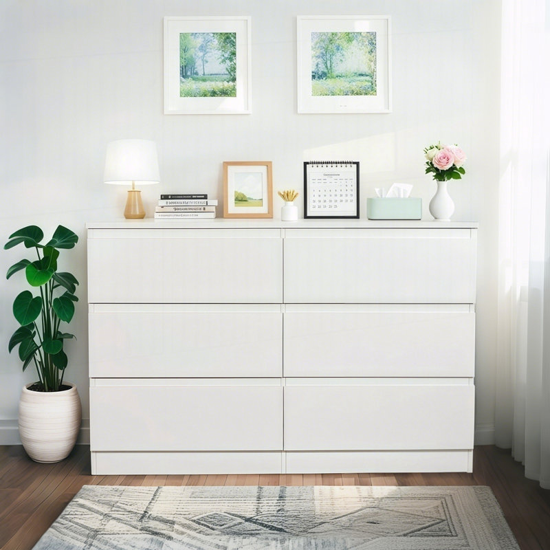 Modern Dresser for Bedroom with Spacious Countertop, White
