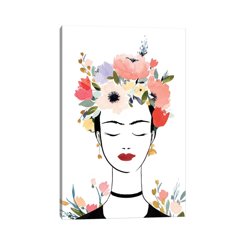 «Flower Crown Frida I» par Isabelle Z - impression d'art graphique, Aucun mat, Toile tendue, H 26 po x l 18 po x 1,5 po