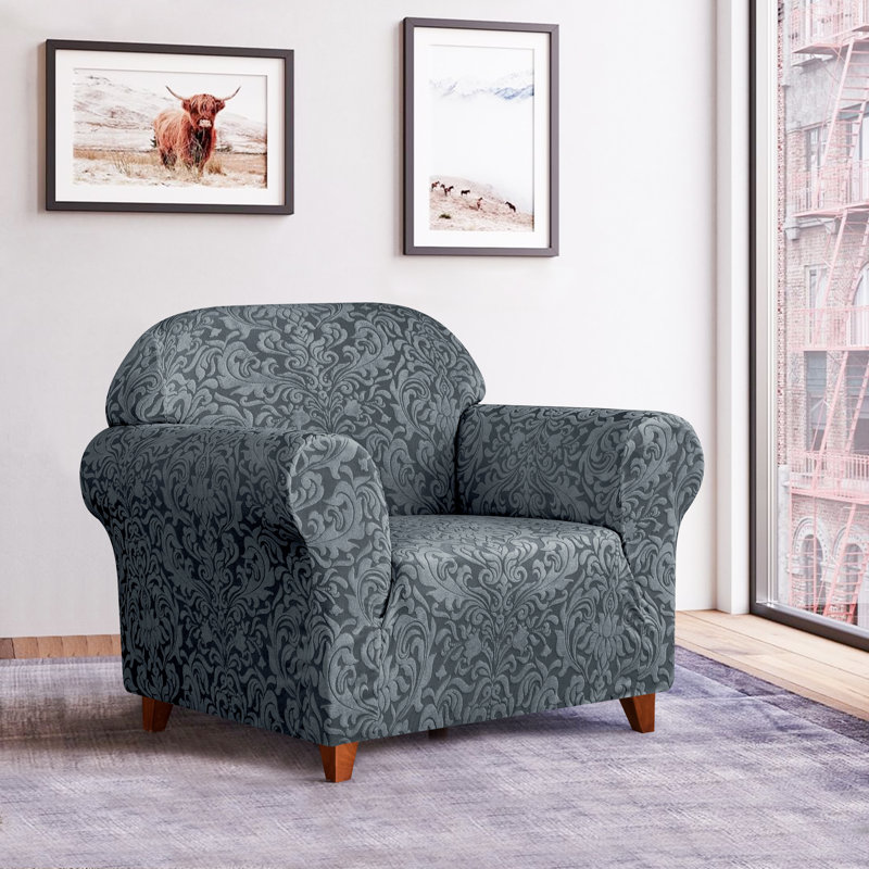 Box Cushion Armchair Slipcover, Dark Green