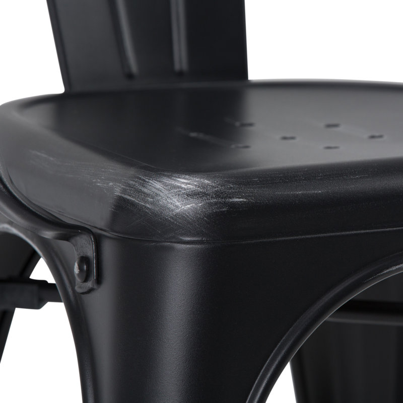 Chaise de salle à manger en fer Larkin, Noir / argenté