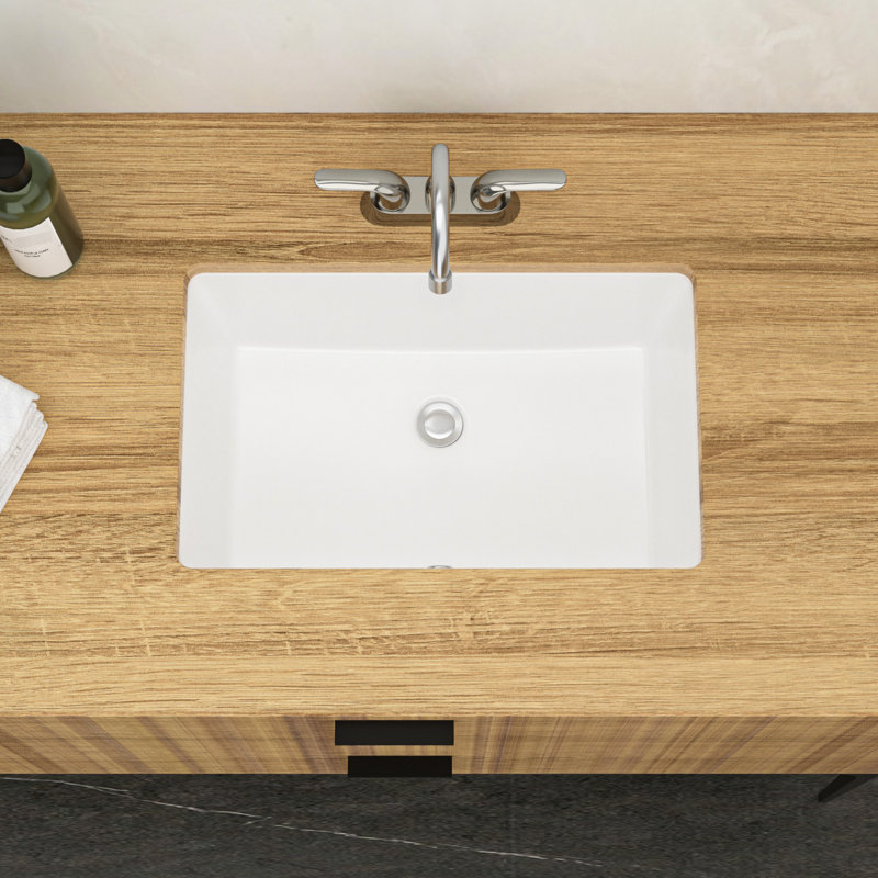Rectangular White Ceramic Undermount Bathroom Sink 21X13 Inches, Modern Classic Design, Stain European Inspired Easy To Maintain