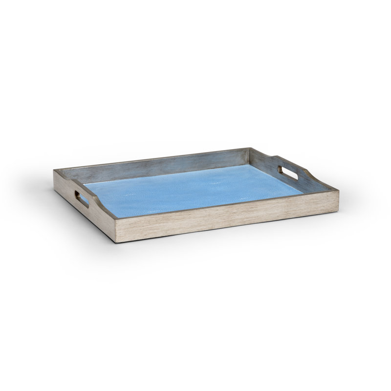 Solid Wood Decorative Tray, Antique Silver Leaf, 2.5" H x 13" W x 18" L