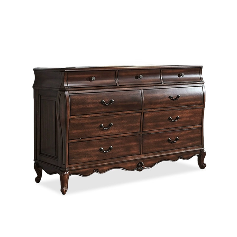 Buffet en bois de noyer massif, Noyer, H 37,8 po x l 62,99 po x P 17,72 po