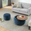 Repose-pieds rond avec rangement, fonction 2 en 1, table de bout avec repose-pieds, avec petit siège, bleu foncé (25 po x 25 po x 14,7 po)-1065459240