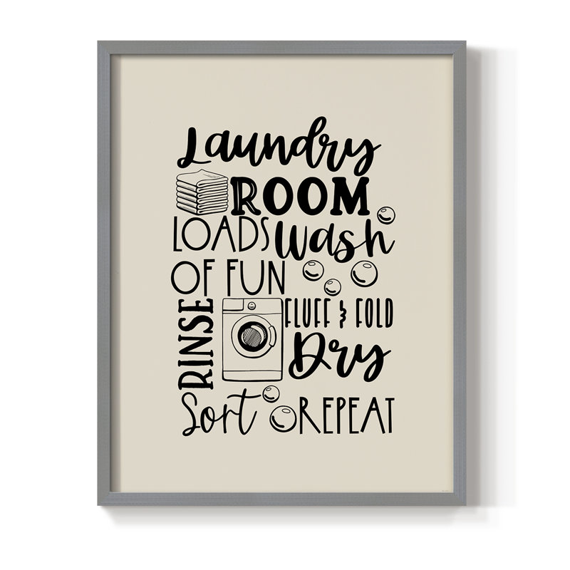 Laundry Room Framed Print - Solid Wood, 11" H x 9" W, Gray
